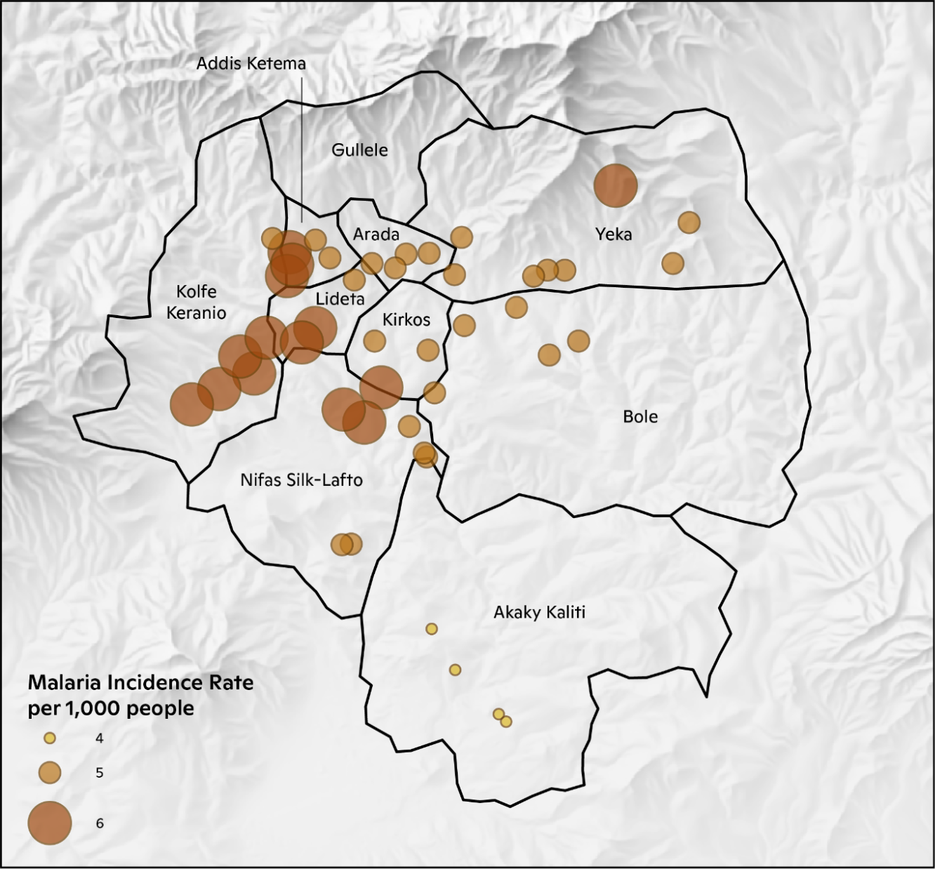 Figure 2: Observed Malaria Incidence Rates in Addis Ababa.