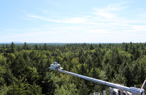 Carbon monitoring equipment over Howland Forest in Maine