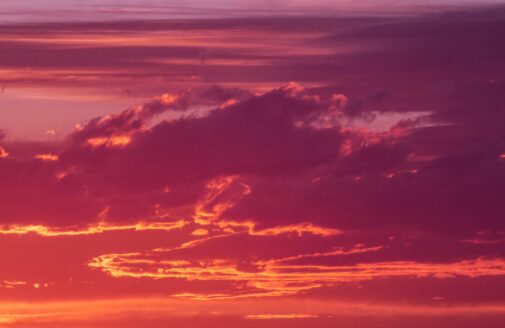 A vivid pink and orange sunset