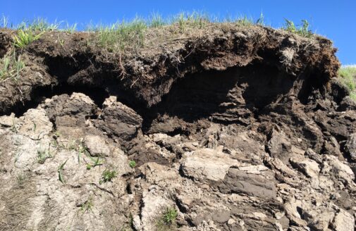 Soil eroding due to permafrost thaw