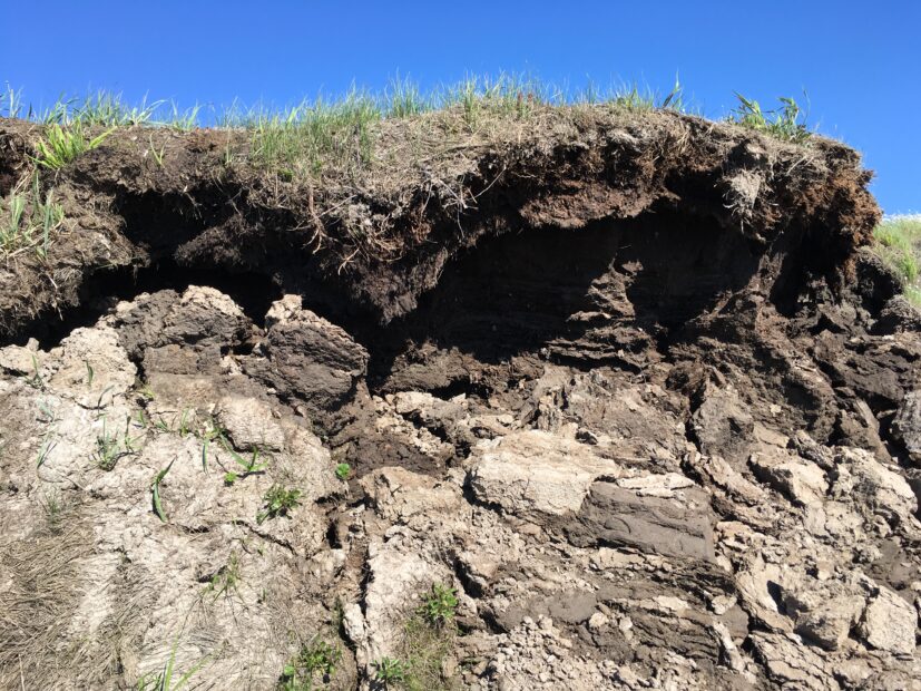 Soil eroding due to permafrost thaw