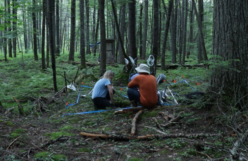 kathleen savage and avion brown in howland forest with methane monitoring equipment