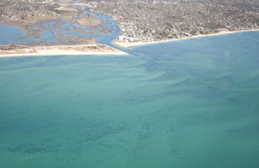 Water flowing offshore from Cape Cod's coastline