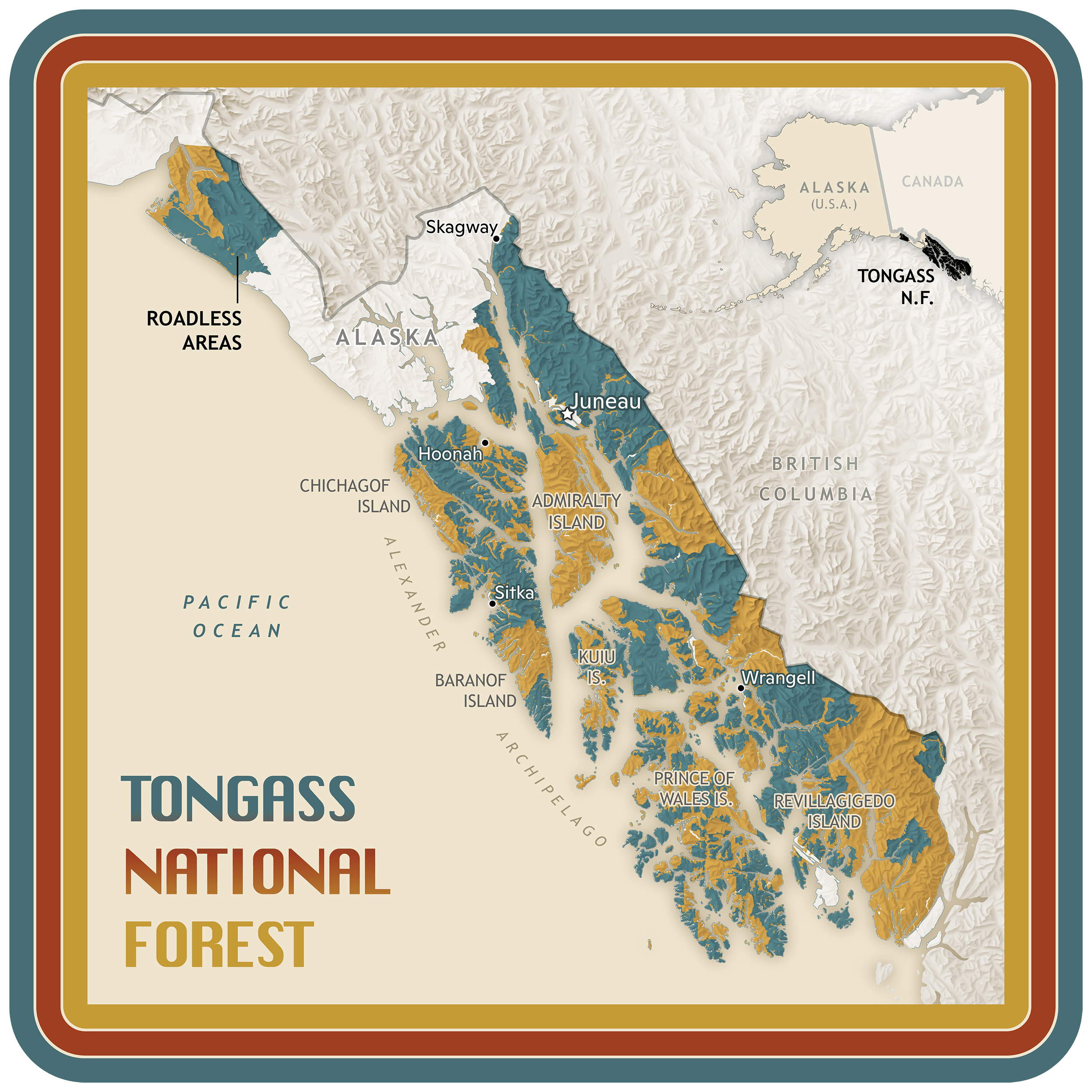 tongass national forest showing roadless areas