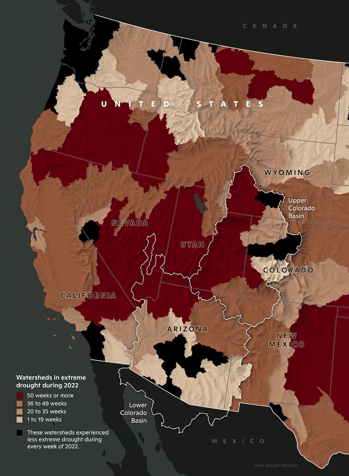 map of drought in the american west