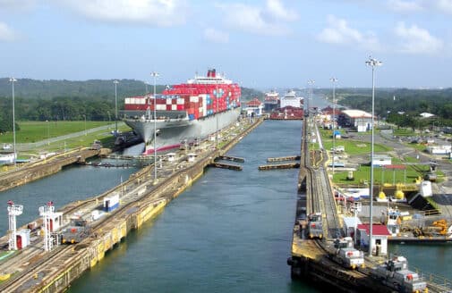 ship on panama canal