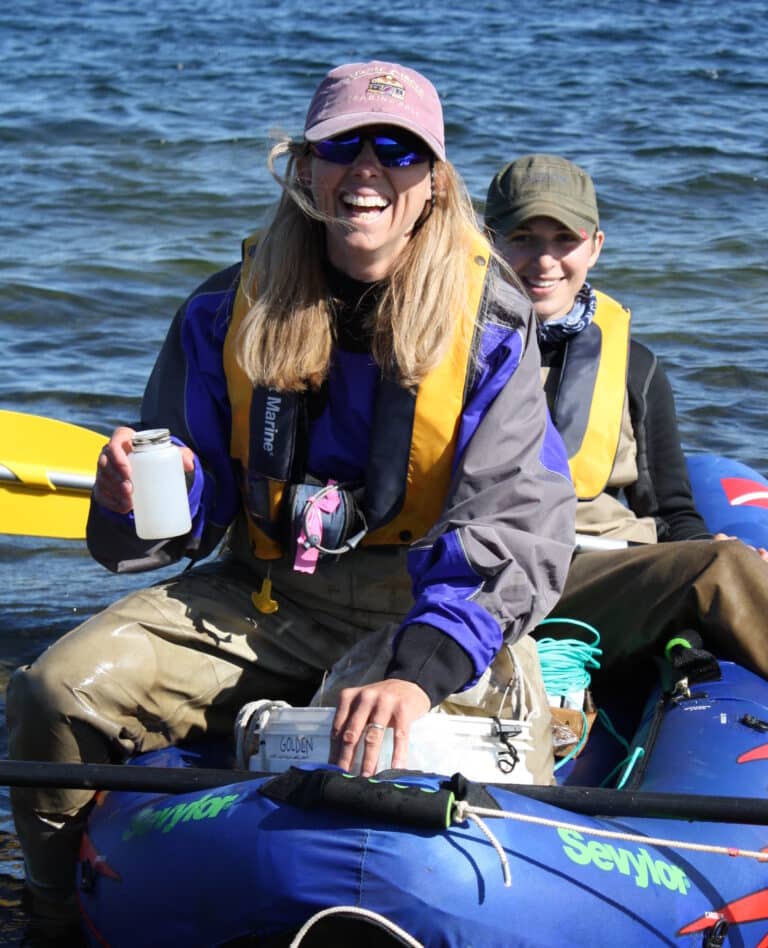 WCRC Research Scientist, Heidi Golden, and UCONN REU student, Carolin Judge, sampling Arctic aquatic ecosystems.