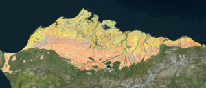 a screenshot of the PDG showing colorful data layers overlaid on Alaska's north slope