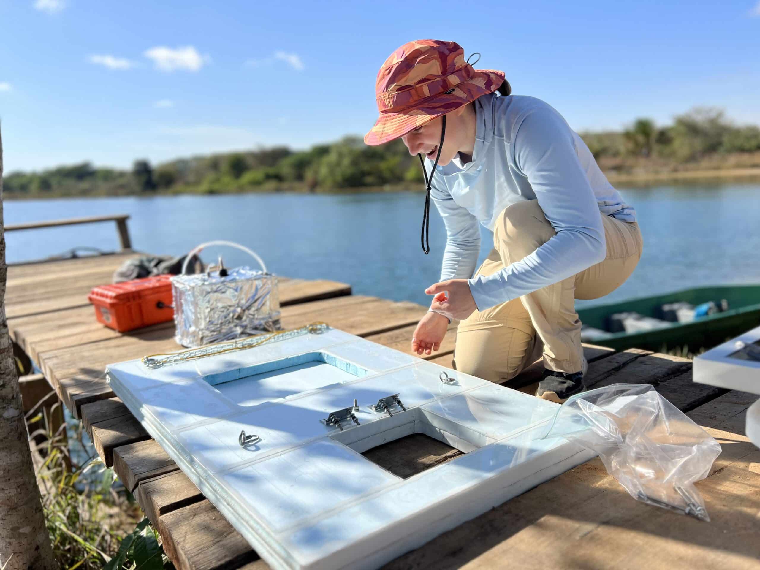 Zoe dietrich assembles a methane chamber for its first deployment