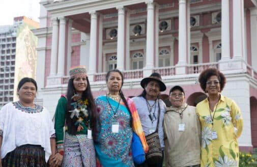 Morris Alexie (second from the right) with other Indigenous leaders and afro-descendants who provided testimonies before the Inter-American Court of Human Rights in Manaus, Brazil.