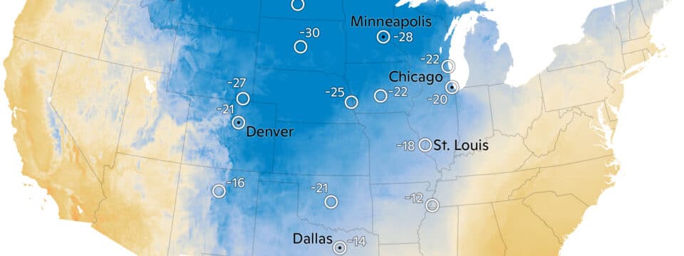 cropped 2021 polar vortex map, map by Carl Churchill