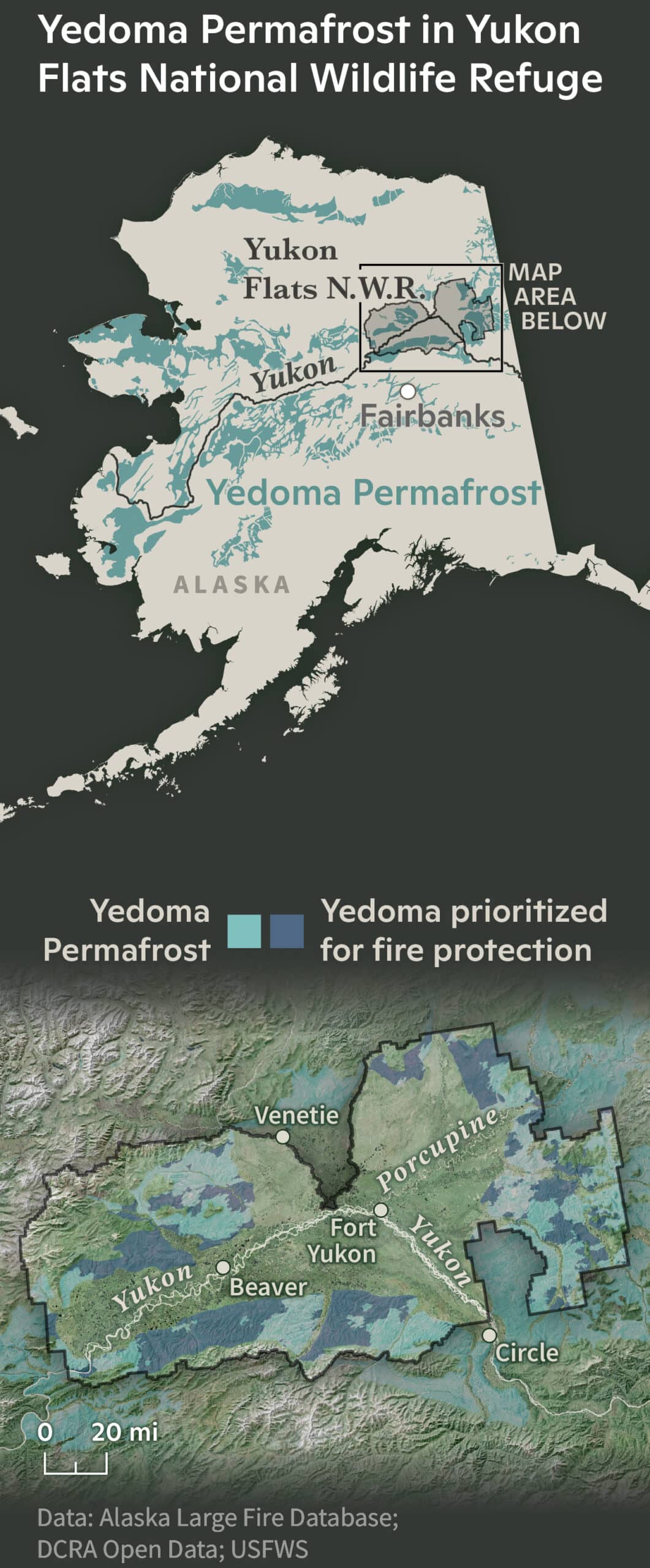 map of yukon national wildlife refuge indicating location of yedoma permafrost