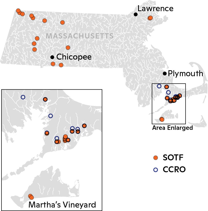 River monitoring locations across the Commonwealth for both CCRO and SOTF.