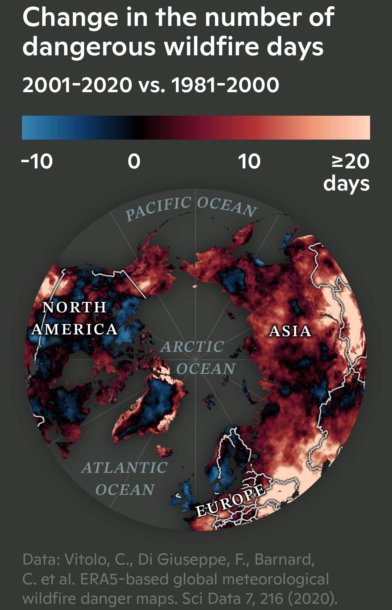 polar view of wildfire danger days