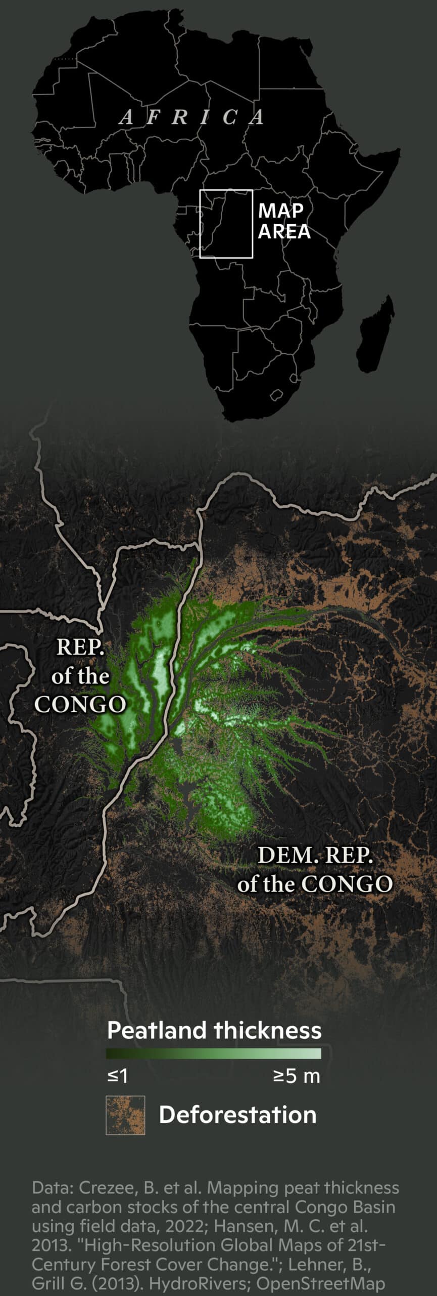 map of peatlands in congo central basin