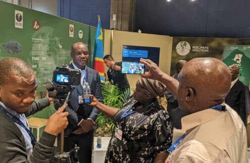 joseph zambo speaks to congoles journalists at cop28 in dubai