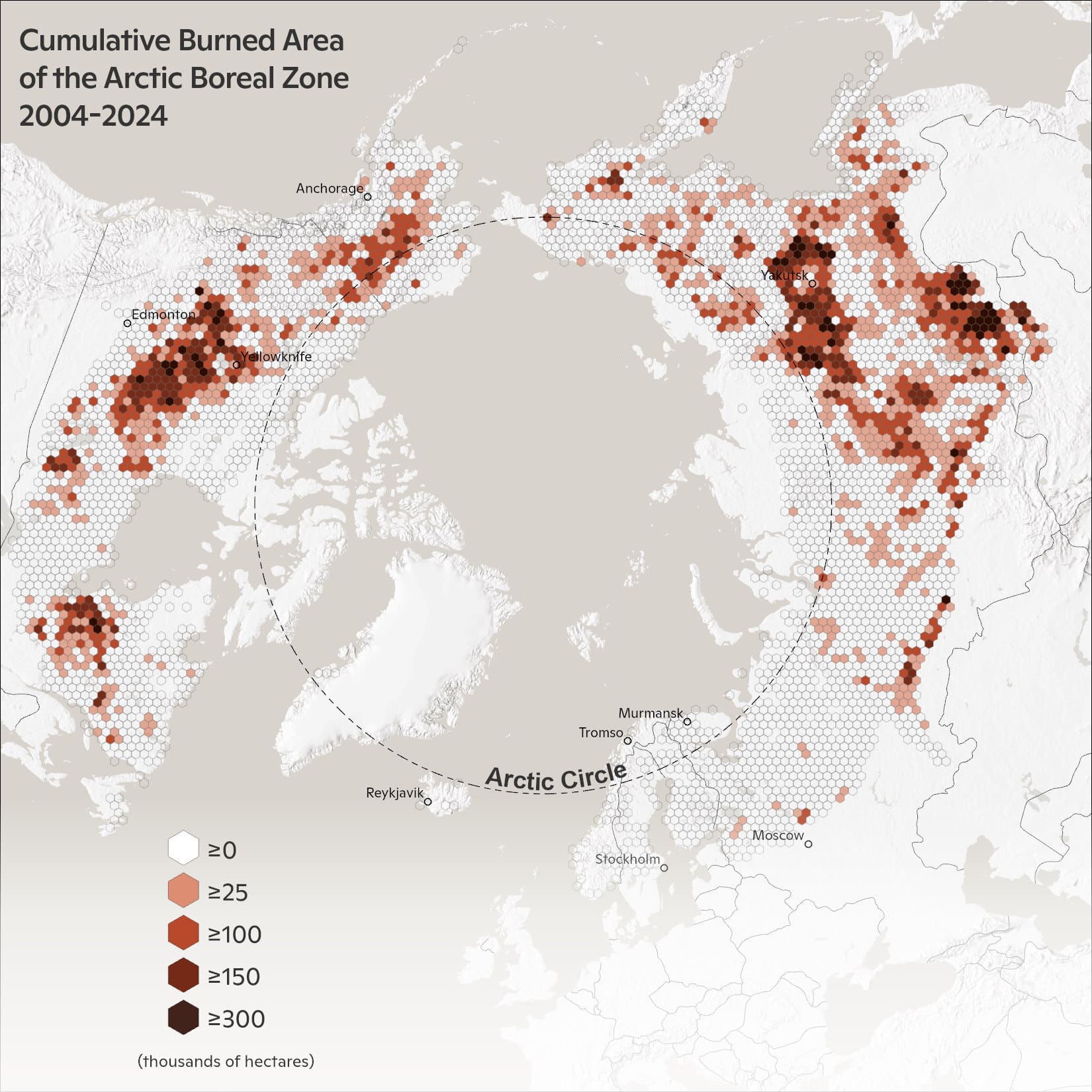 pan arctic map of burned area