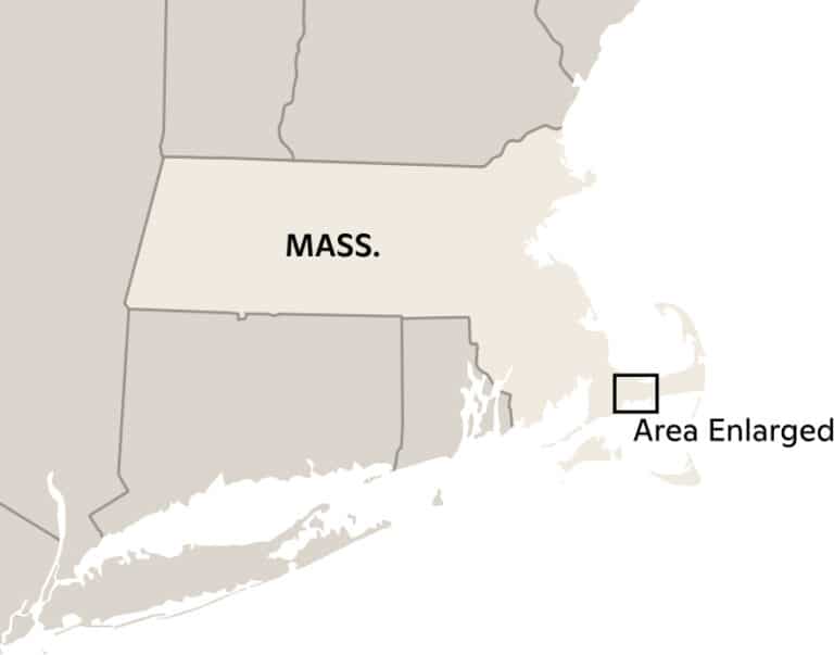 Location map of Barnstable, Massachusetts on state map.