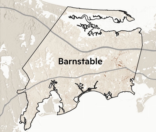 Location map of Barnstable, Massachusetts.