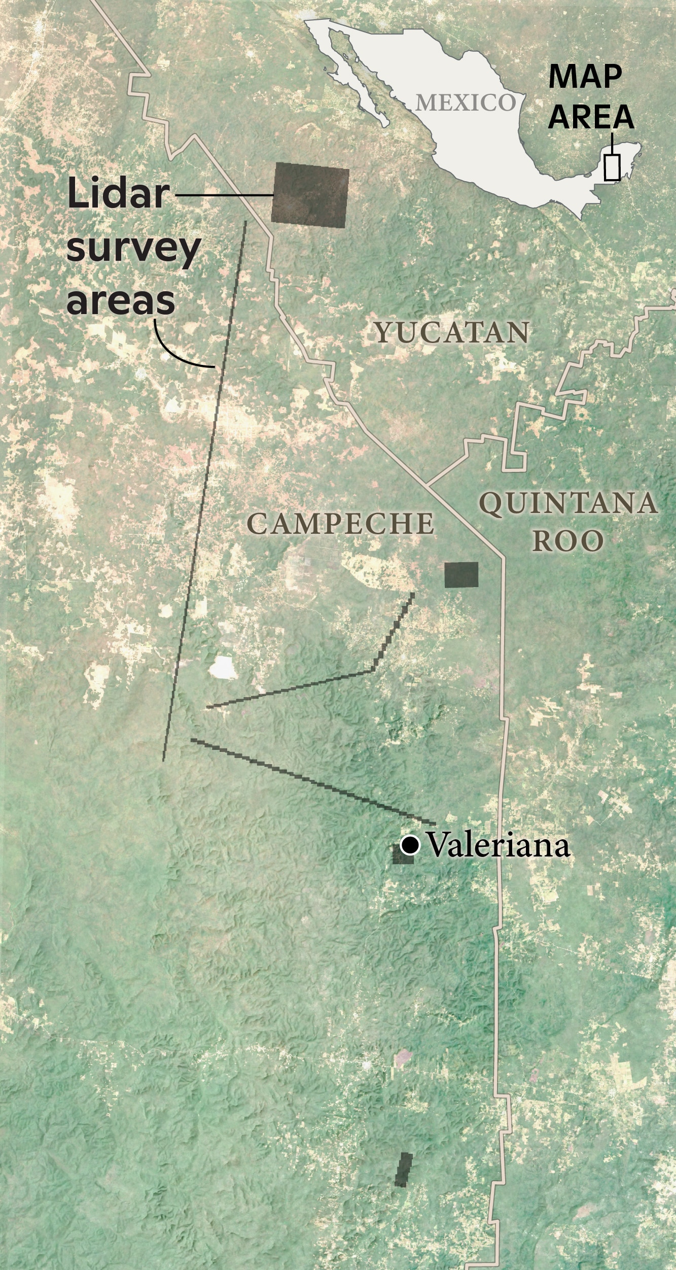 map showing location of valeriana and the transects sampled by woodwell